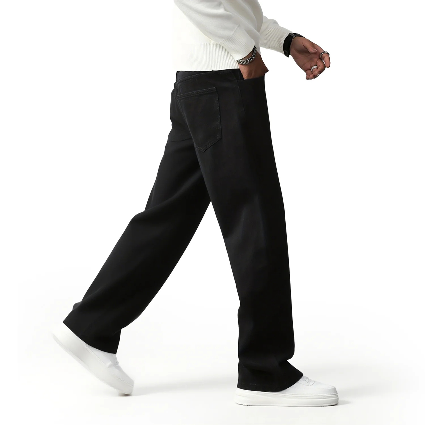 ג'ינס שחור לגברים צעד גדול