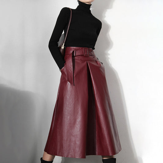 חצאית מידי דמוי עור KELINA