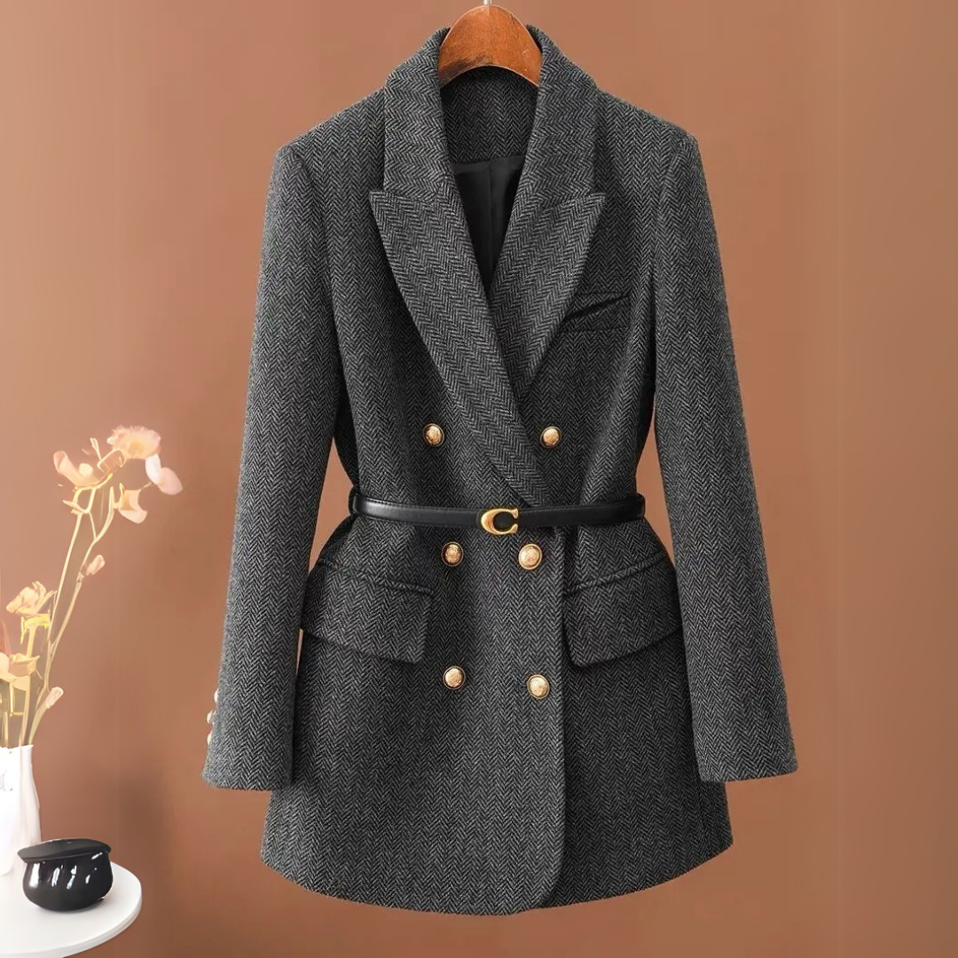 בלייזר טוויד קלאסי עם חגורה Clara