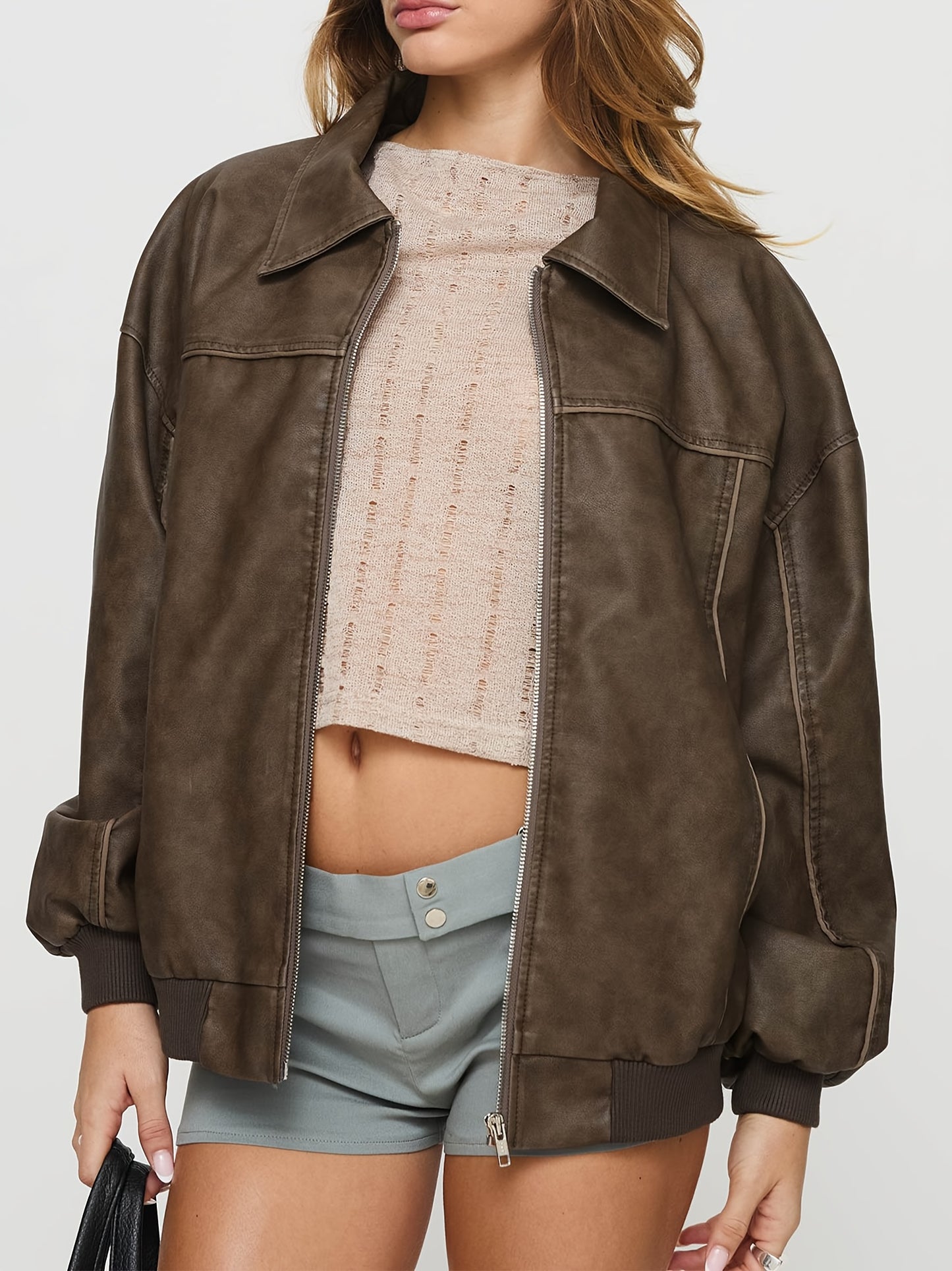 מעיל עור בומבר Monica