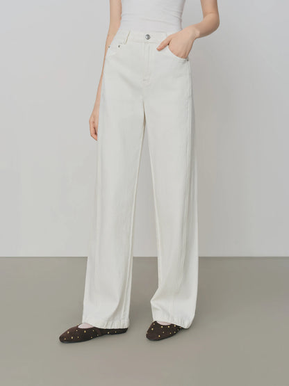  ג’ינס סטרייט קלאסי  לבן רגליים