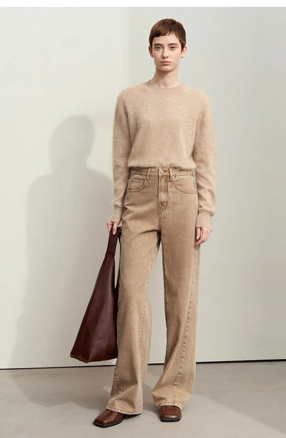 ג’ינס רחב וינטג כל הגוף סוודר ירוק