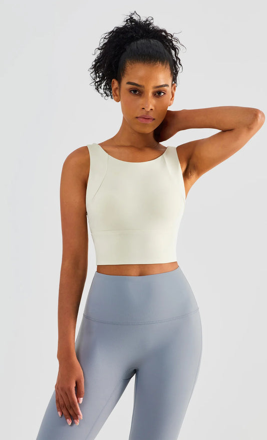 טופ ספורטיבי לבן גוף מלא