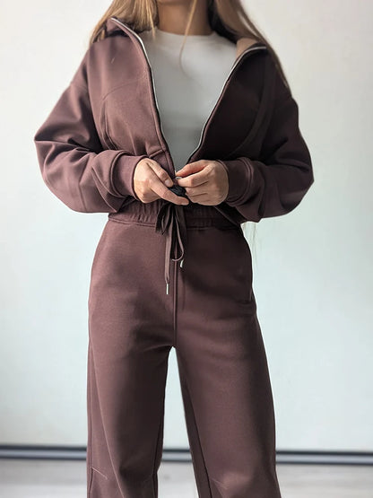 חליפת טרנינג פליז קדימה רוכסן פתוח