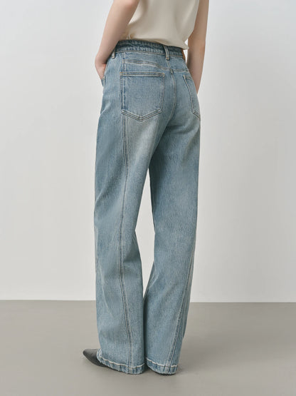  ג’ינס סטרייט קלאסי  כחול מאחורה